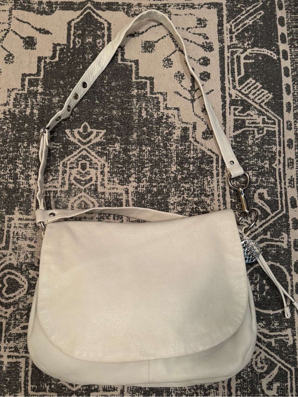 Coach Cream Pebbled Leather Flap Shoulder Bag